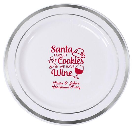 Santa Forget Cookies Premium Banded Plastic Plates